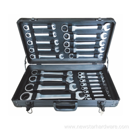 22PCS Flexible Ratchet Combination Wrench Tool Set